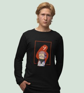 Anime Printed Cotton Black Full Sleeves Tshirt For Mens and Boys