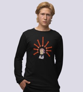 Printed Anime Cotton Black Full Sleeves Tshirt For Mens and Boys