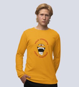 Anime Printed Itadori Cotton Yellow Full Sleeves Tshirt For Mens and Boys